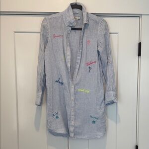 Vineyard Vines Striped Button-Up Dress with Embroidered Bahamas Accents